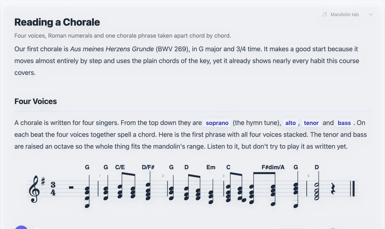 Sheet music with chord symbols and a playback bar